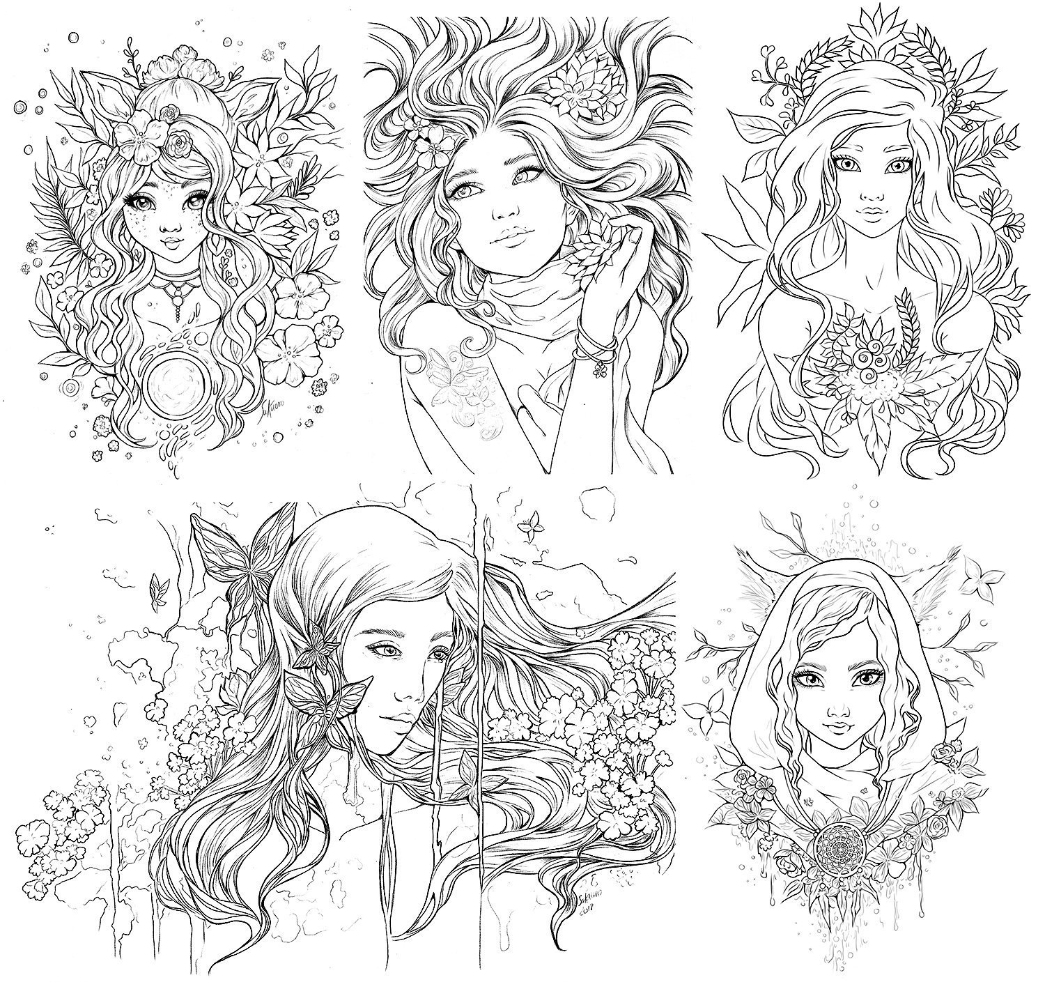 PDF DIGITAL Coloring Book Natural Enchantment Adult Colouring Book 20 Fantasy Fairies Spring Elves Pretty Woman Coloring Pages By Sakuems Etsy New Zealand