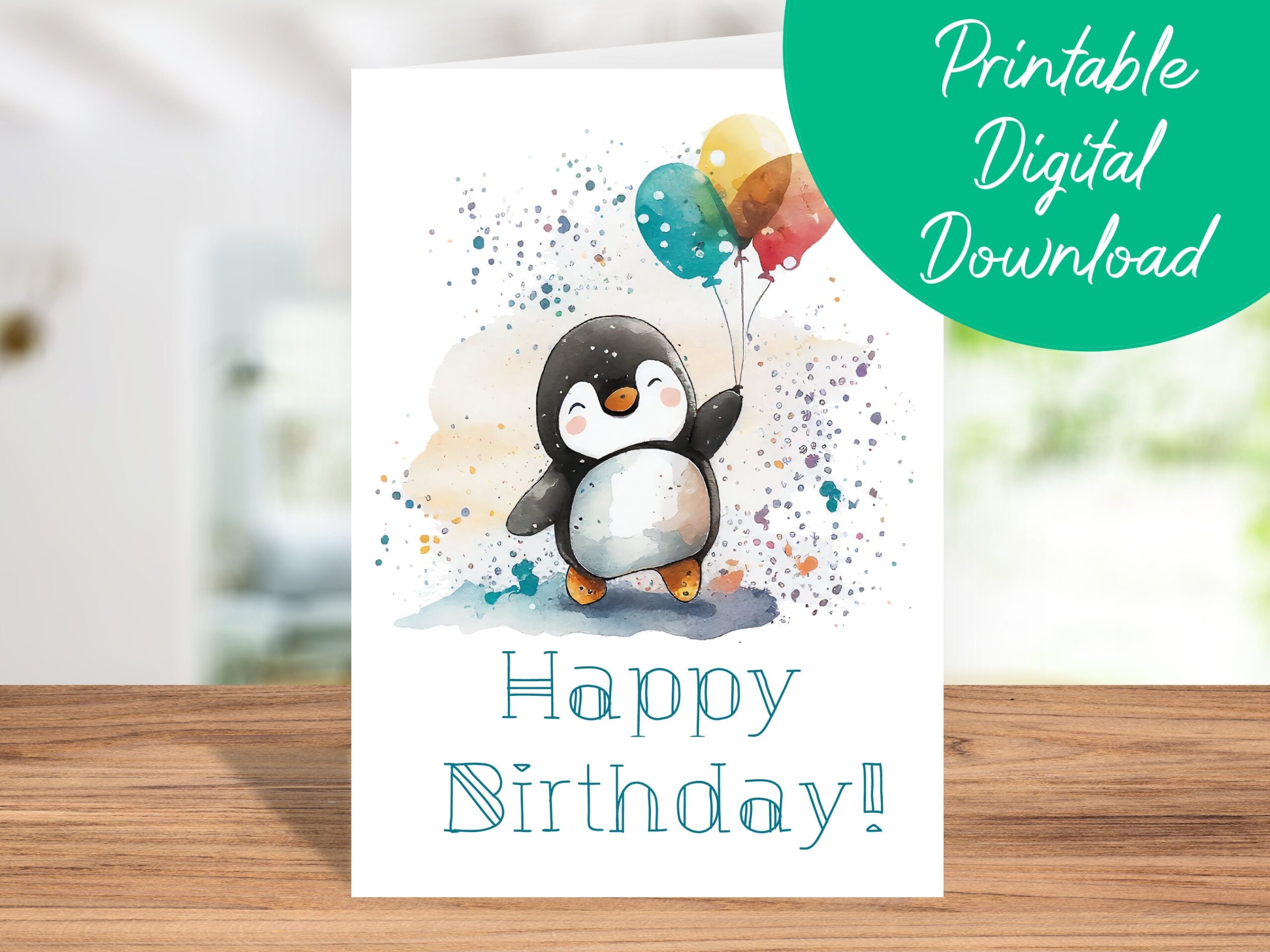 Penguin Birthday Card Instant Download Kids Birthday Card Printable 5x7 Birthday Card Penguin Happy Birthday Card Penguin Lover Gift Etsy