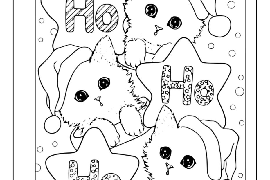 Printable Christmas Cat Coloring Pages For Kids U0026 Adults 90 Pages Instant Digital Download PDF Cute Christmas Kitten Coloring Sheets Etsy