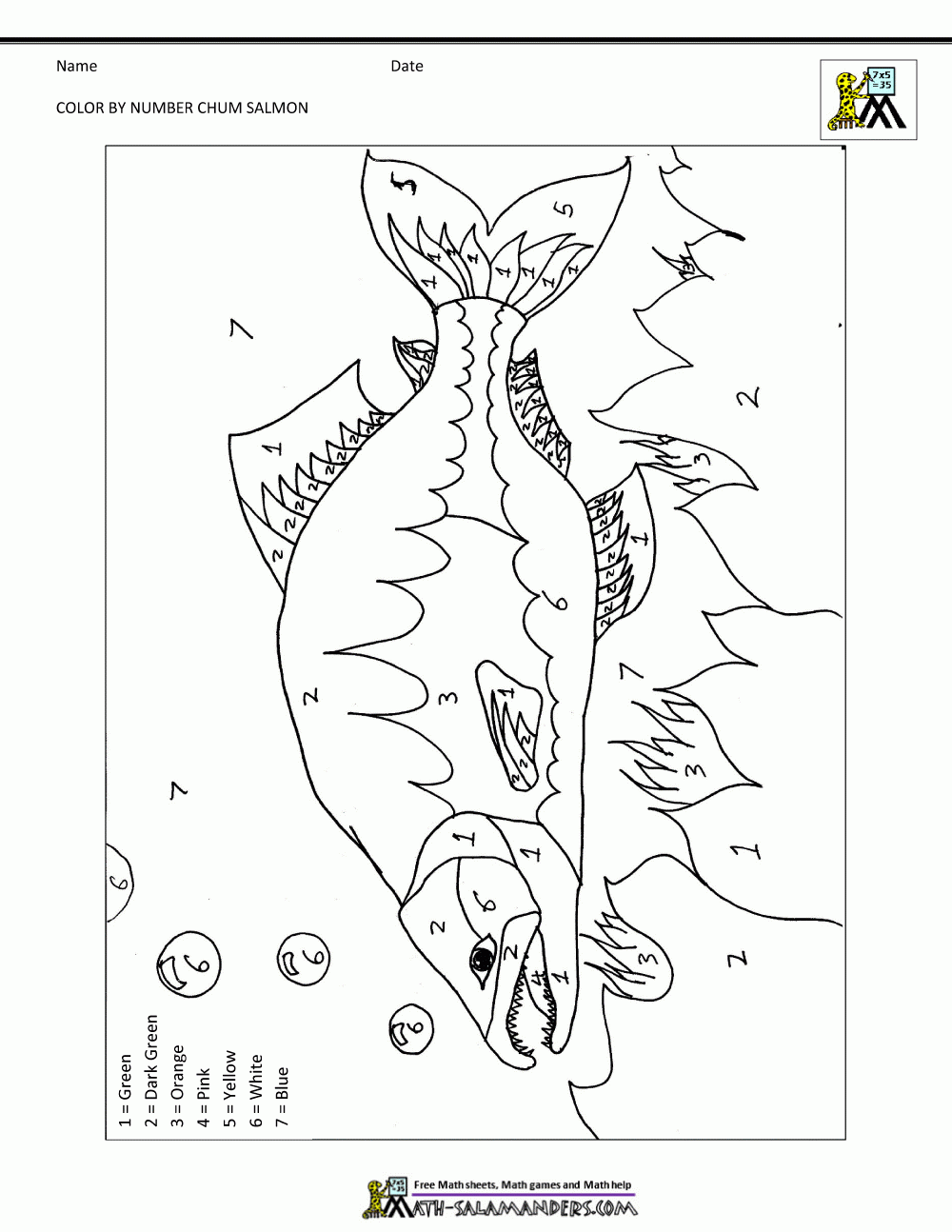Printable Color By Numbers Worksheets