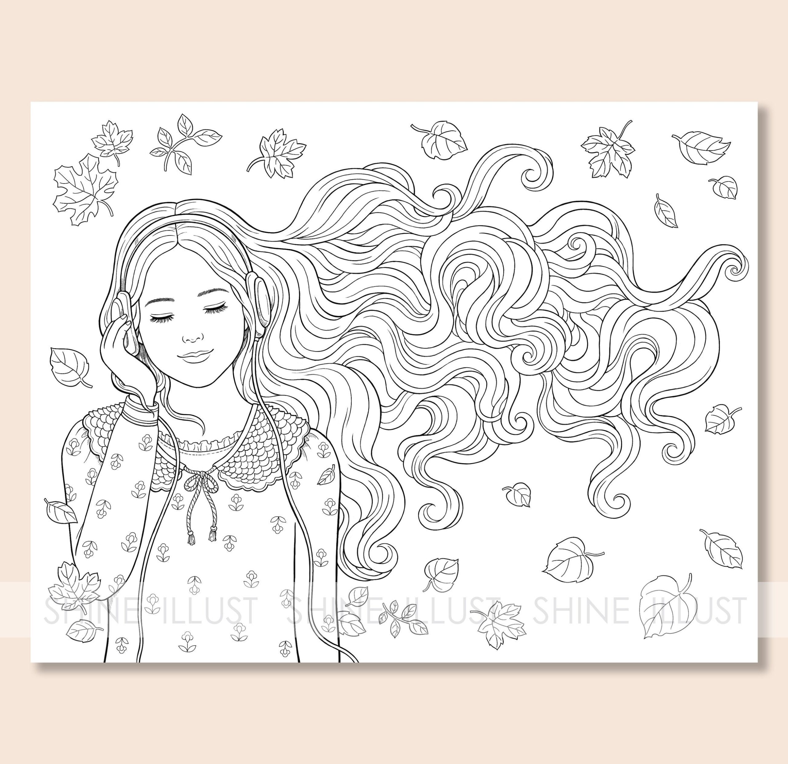 Printable Coloring Page Girl Listening To Music Coloring Sheet Worksheets Library
