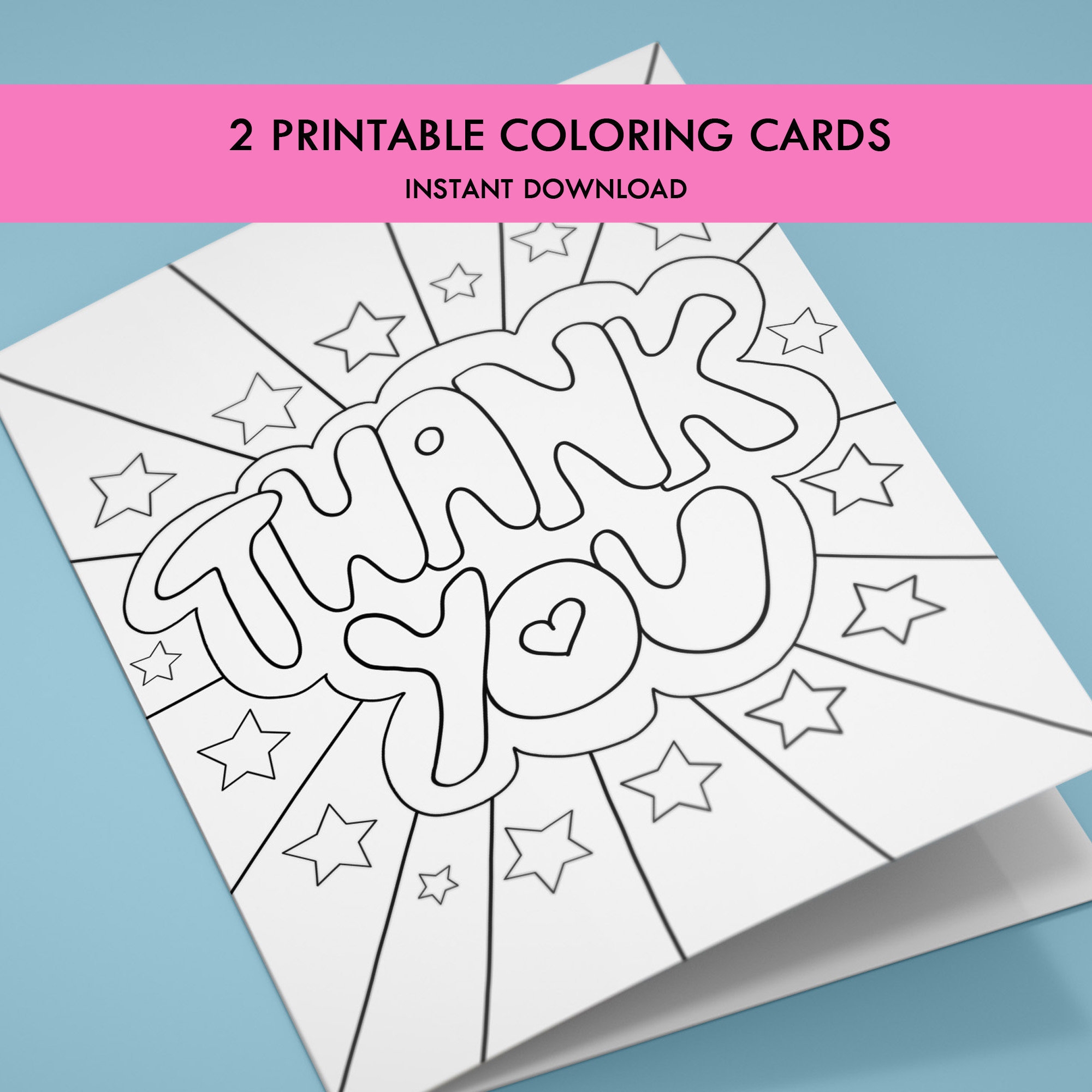 Printable Coloring Thank You Cards For Kids Kids Thank You Coloring Thank You Printable Thanks Folded Thank You Digital Download Gift Etsy UK