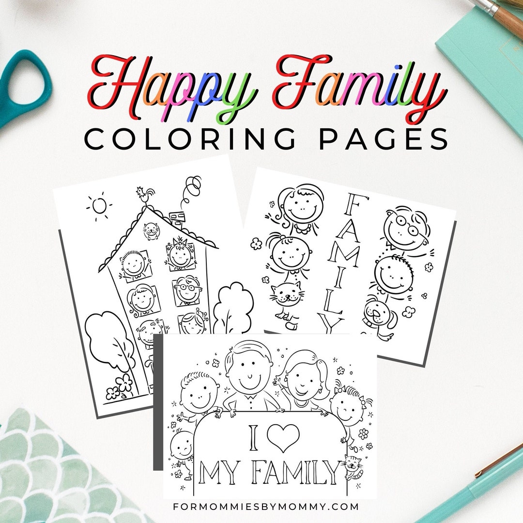 Printable Happy Family Coloring Pages For Kids Etsy