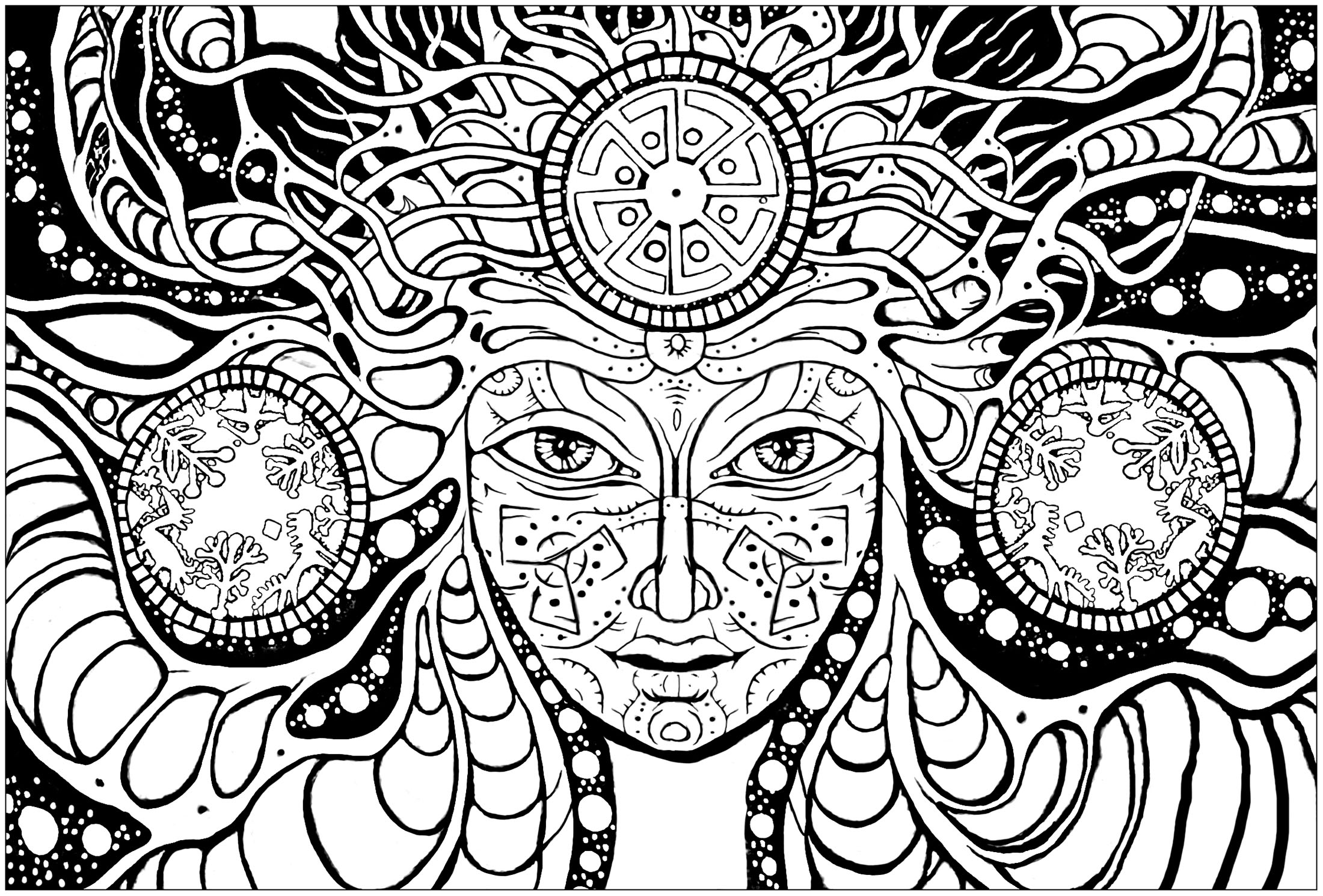 Psychedelic Woman Psychedelic Coloring Pages