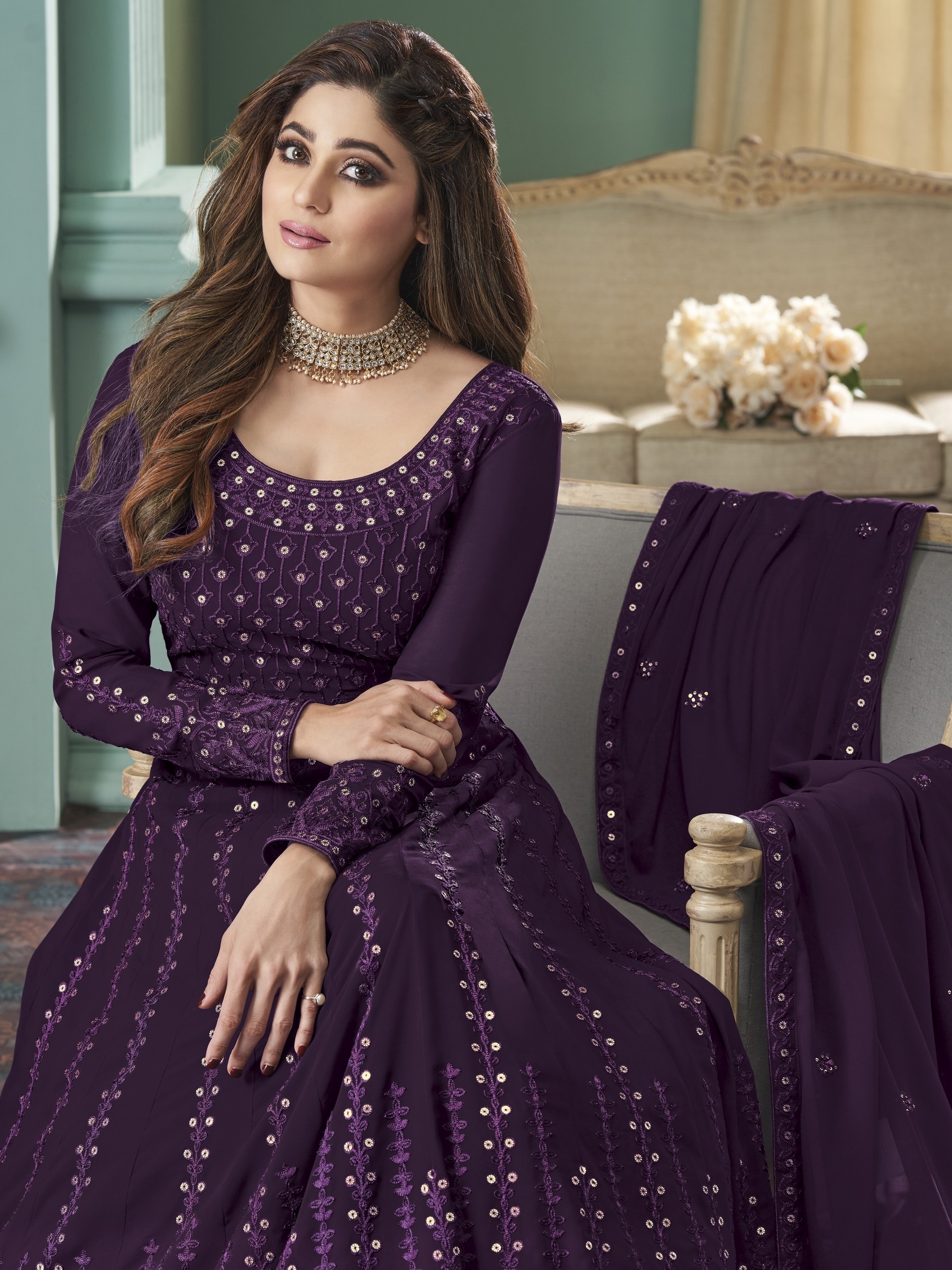 Purple Colour Party Frock