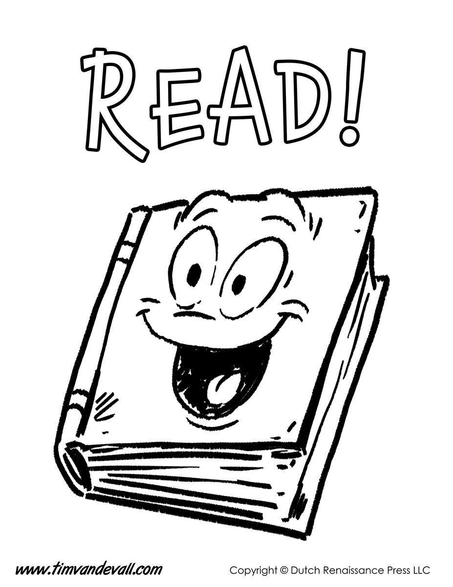 Reading coloring page Tim s Printables