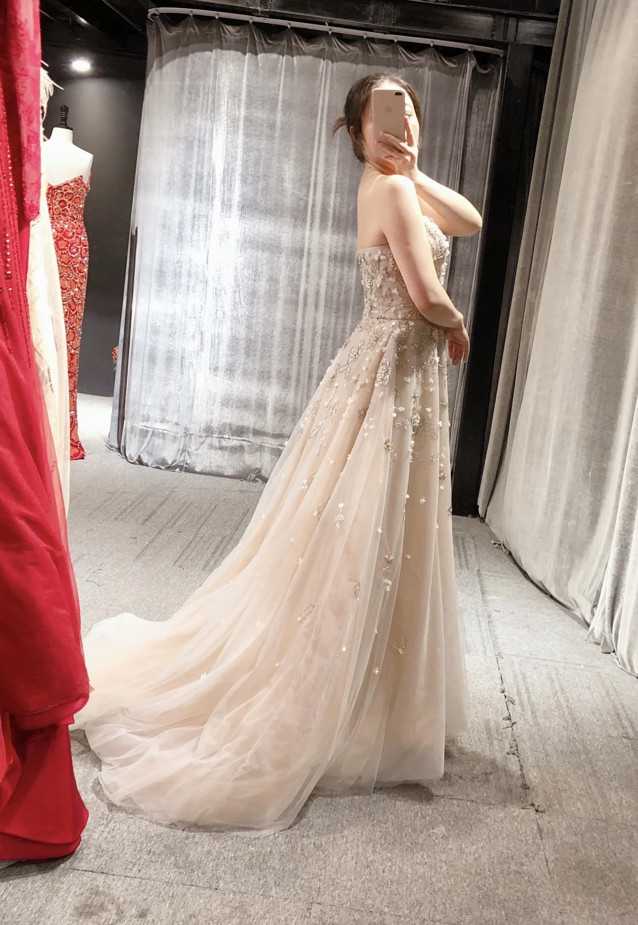Real Pictures Champagne Color Strapless Beads And Pearls Hand Sewing Floor Length Elegant Evening Dress 2025 New Arrival AliExpress