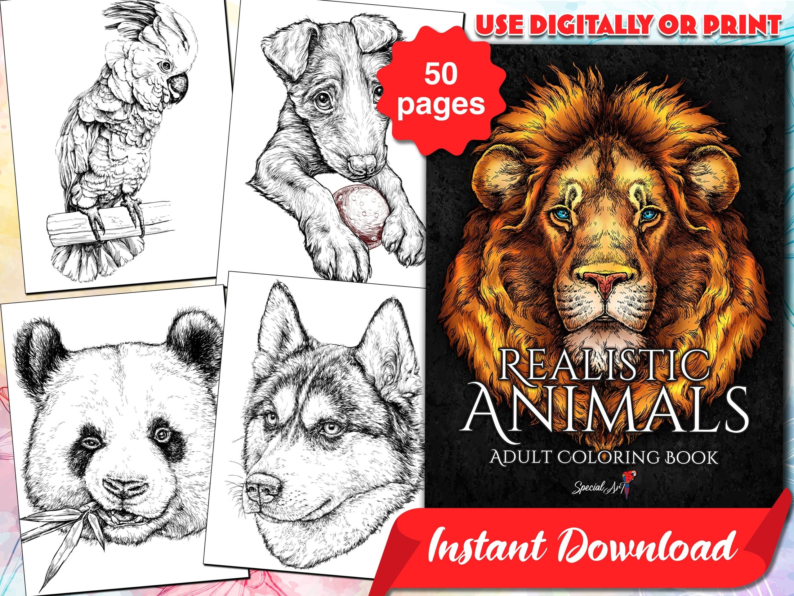 animal adult coloring books