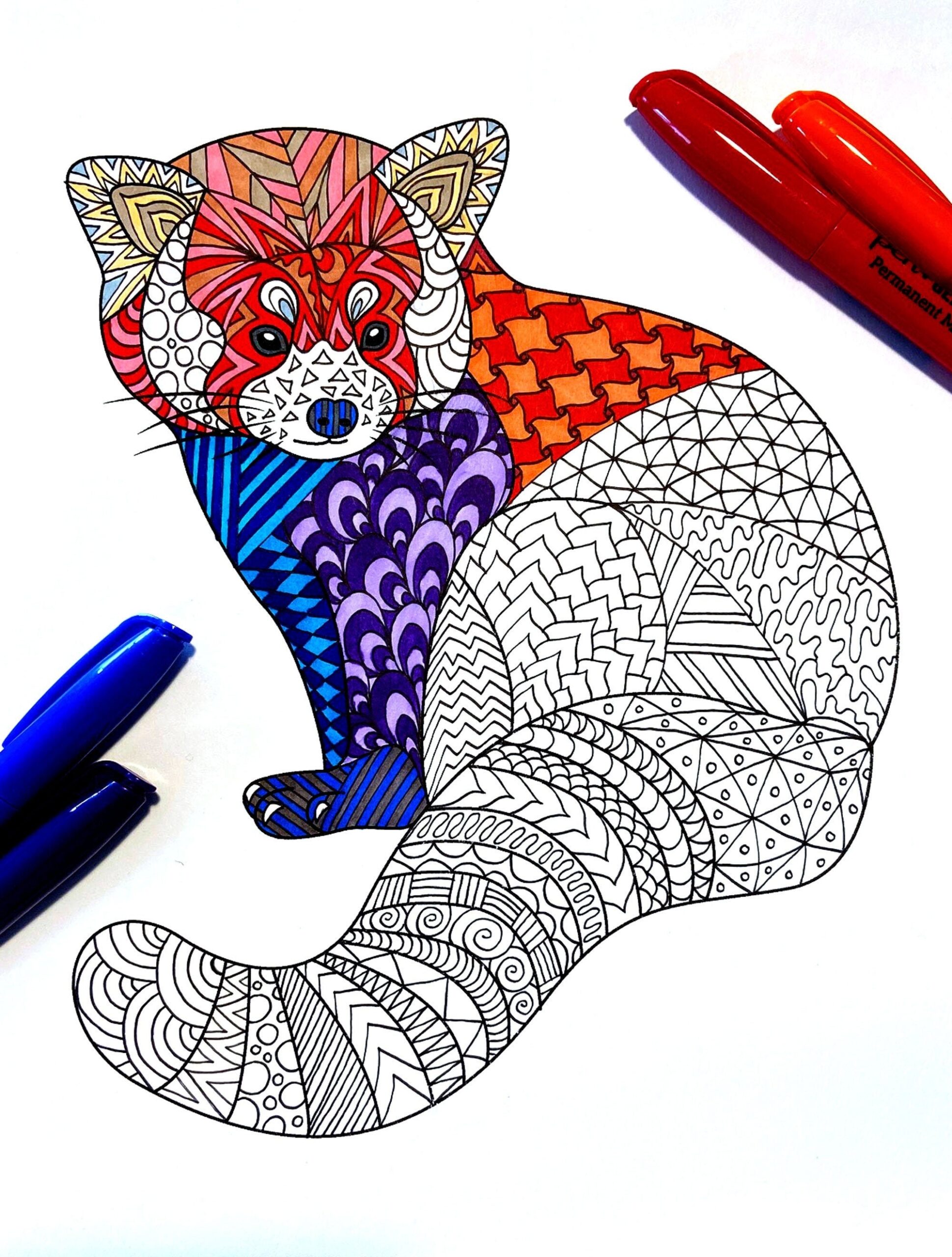 Red Panda Endangered Animal PDF Animal Coloring Page Etsy