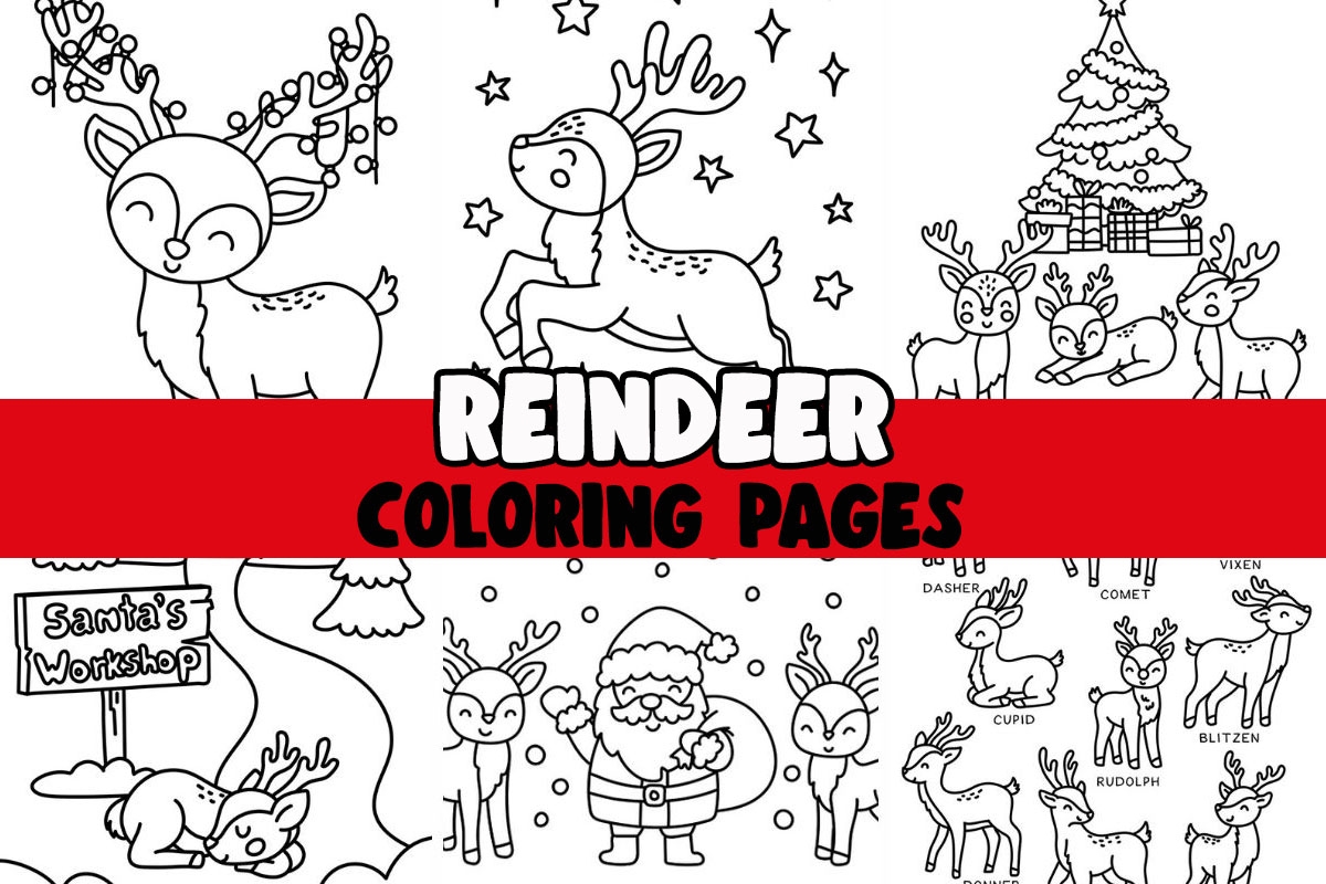 coloring picture of santa and reindeer