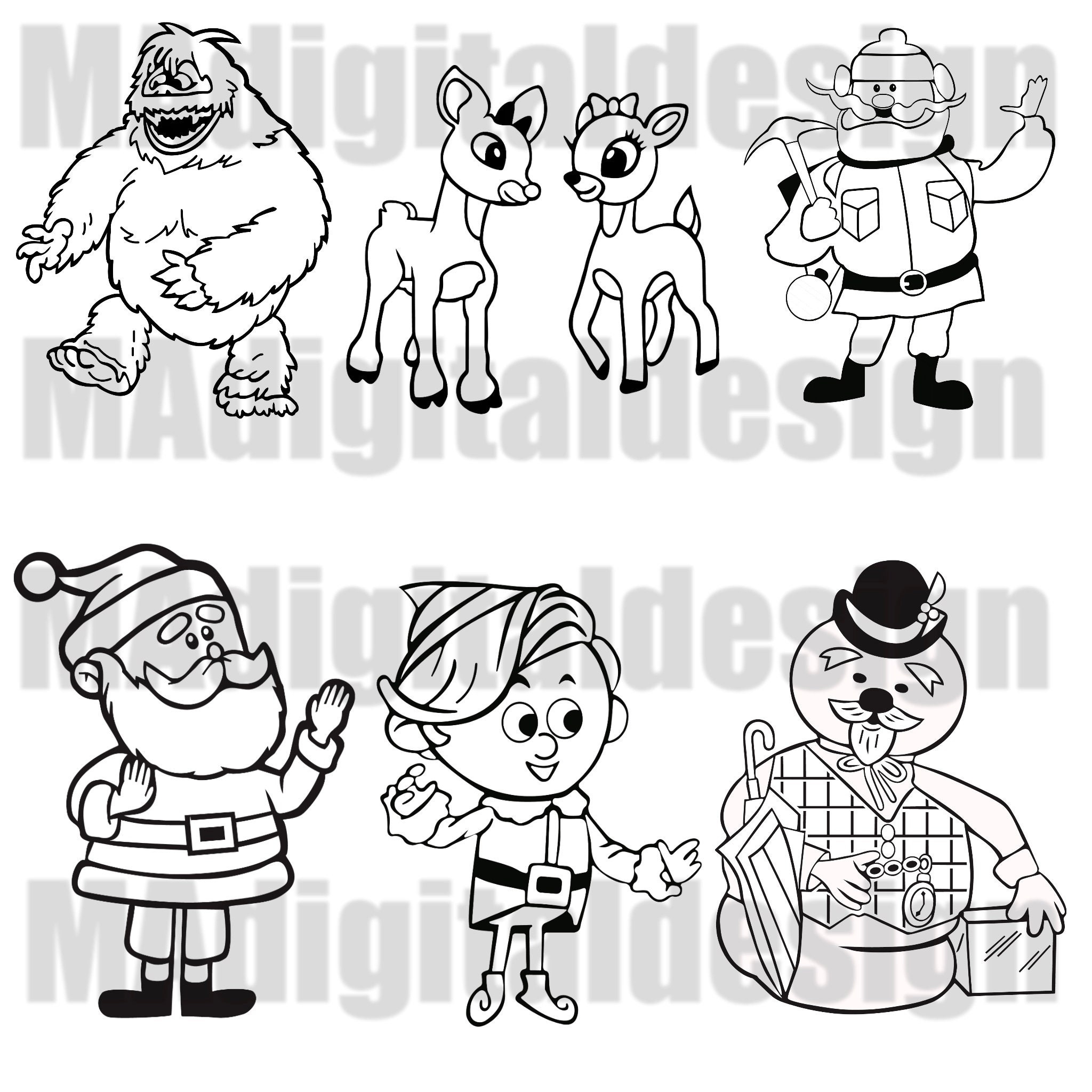 Rudolph The Red Nosed Reindeer Coloring Page Bundle Includes 6 Images Pdf File For Holiday Parties Teachers Home School And More Etsy