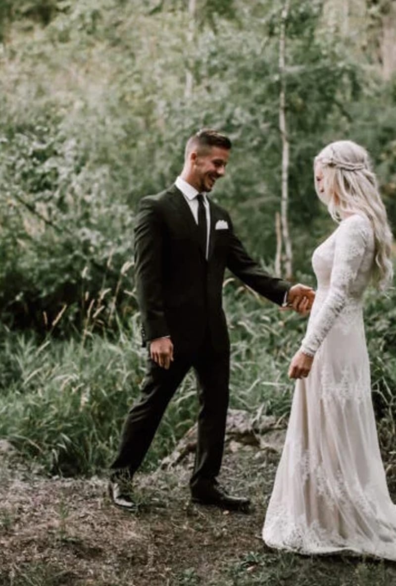 Sand Color Wedding Dress Lisa Lace Boho Modest Wedding Dress Dreamers And Lovers