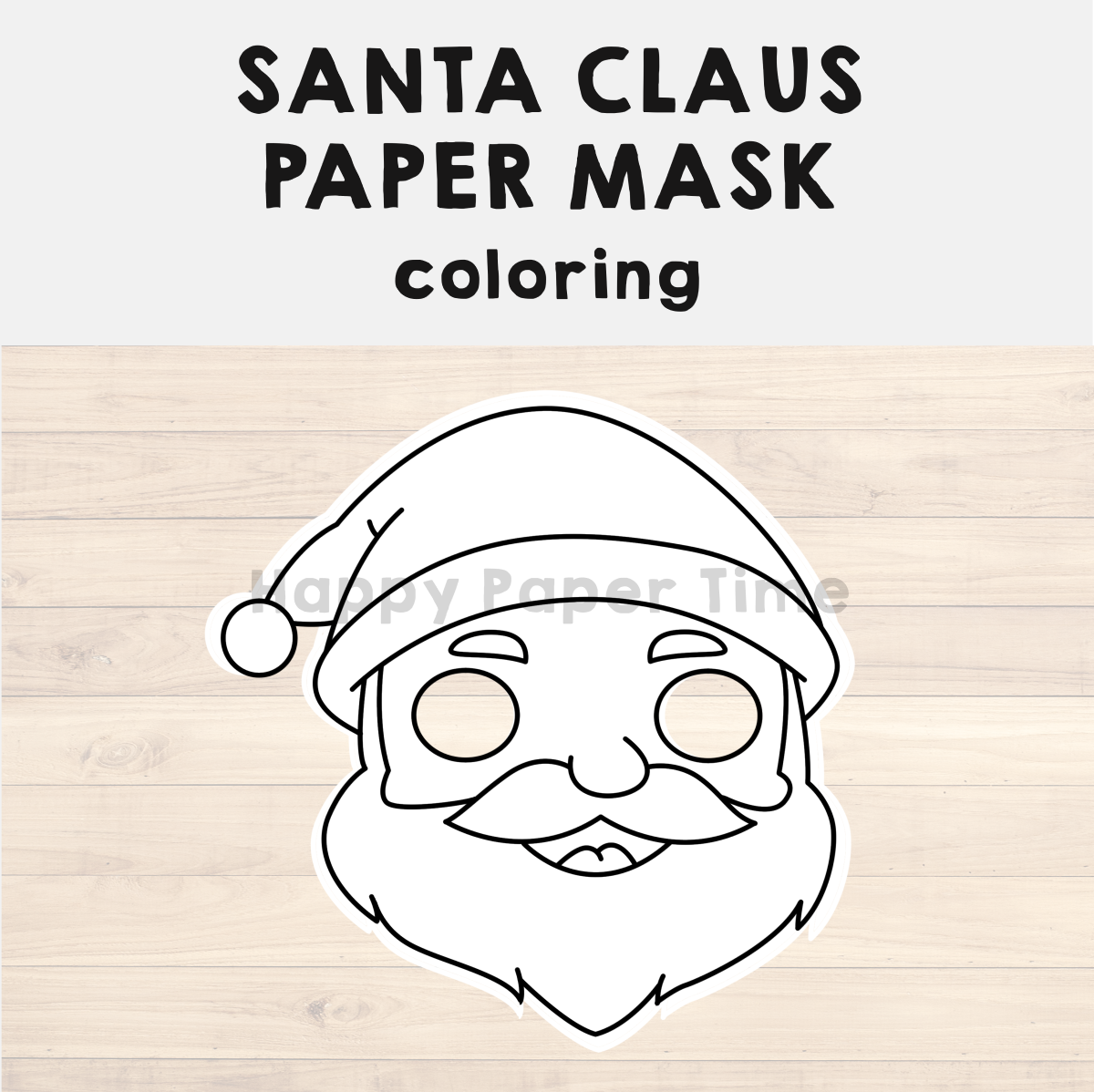 Santa Claus Paper Mask Printable Christmas Coloring Costume Craft Activity