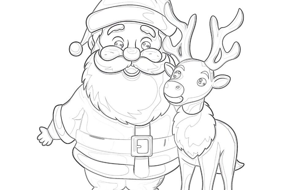 Santa Claus With Reindeer Coloring Pages Coloring Pages Mimi Panda