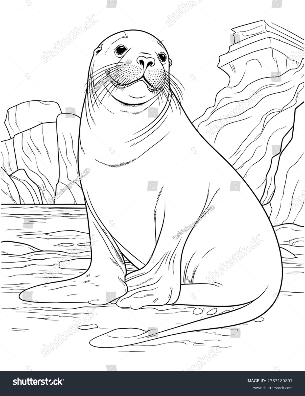 Sea Lion Coloring Page Easy Stock Vector Royalty Free 2383189897 Shutterstock