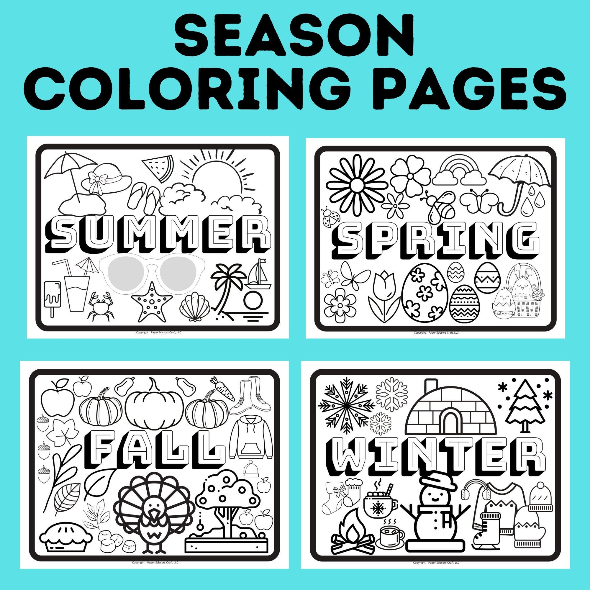 Season Coloring Pages Learn The Seasons Coloring Pages For Preschoolers Etsy