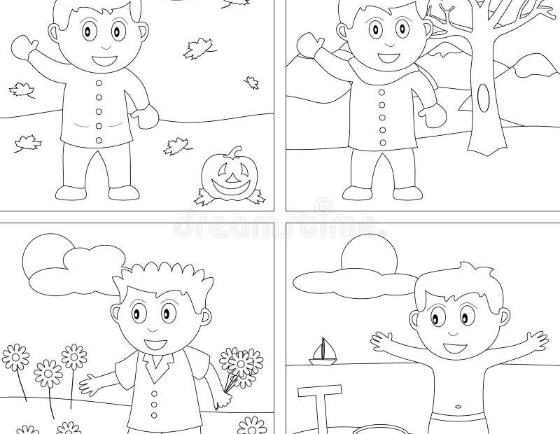 Seasons Coloring Stock Illustrations 717 Seasons Coloring Stock
