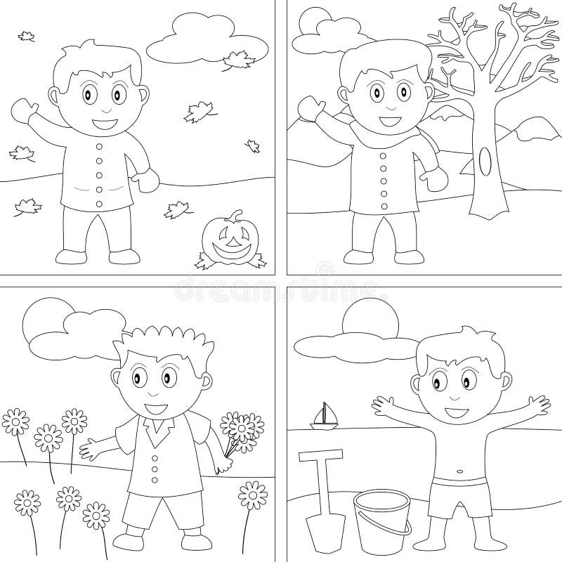 Seasons Coloring Stock Illustrations 717 Seasons Coloring Stock 