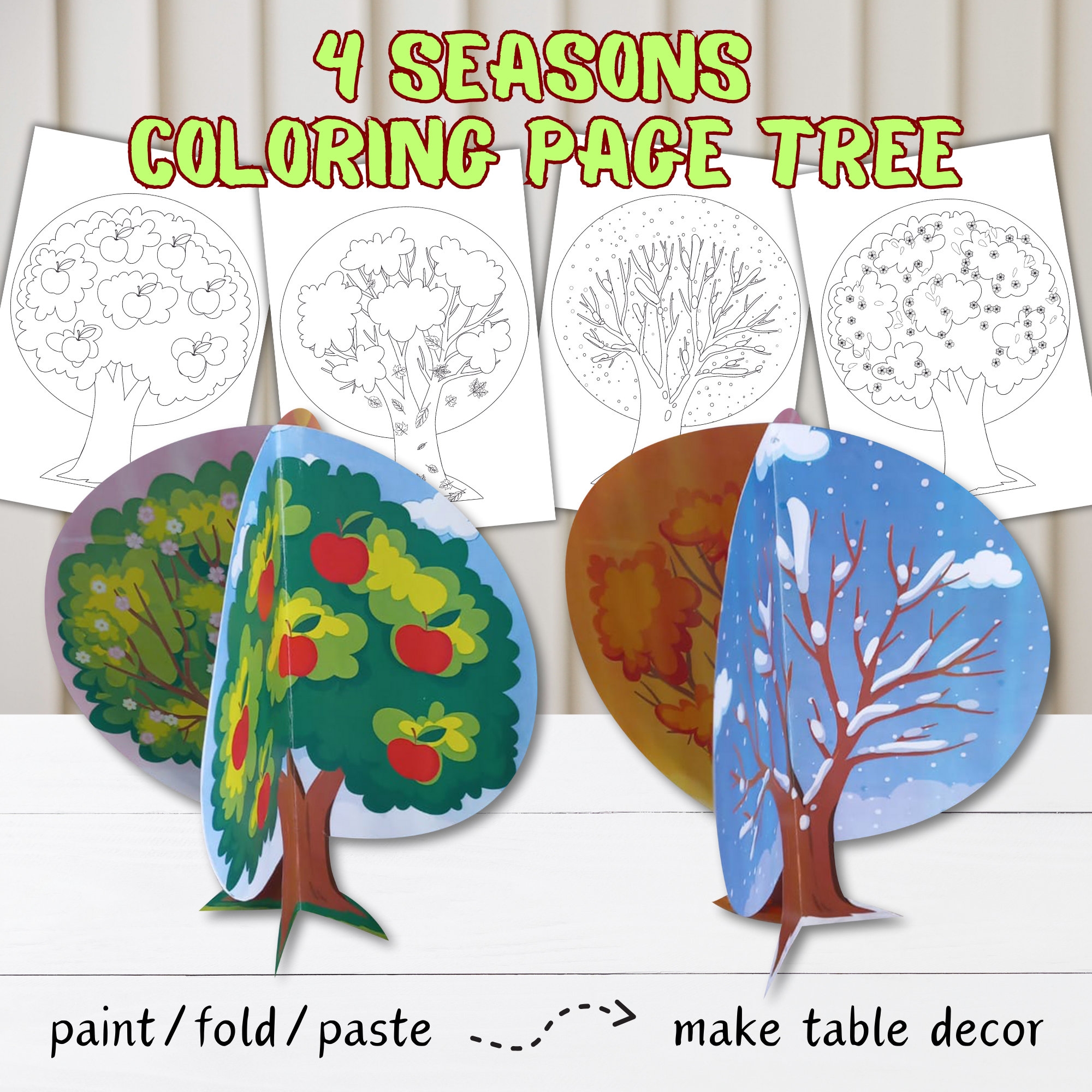 Seasons Coloring Tree Printable Seasons Activity The Four 