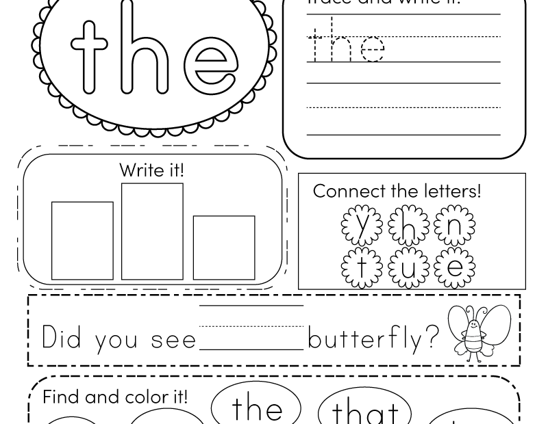 Sight Word the Worksheet Free Printable Digital U0026 PDF