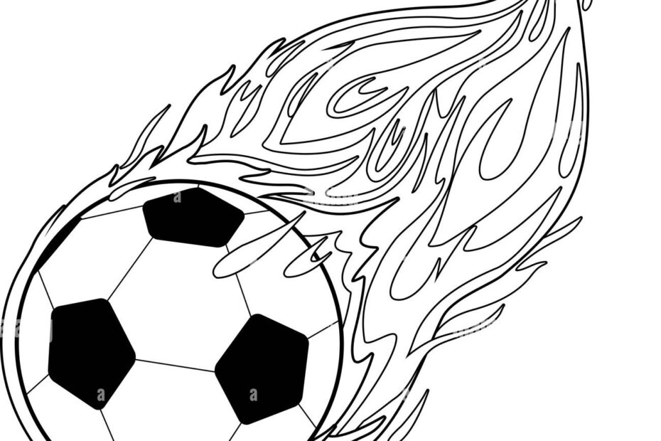 Soccer Ball On Fire Vector Black And White Coloring Page Stock Vector Image U0026 Art Alamy