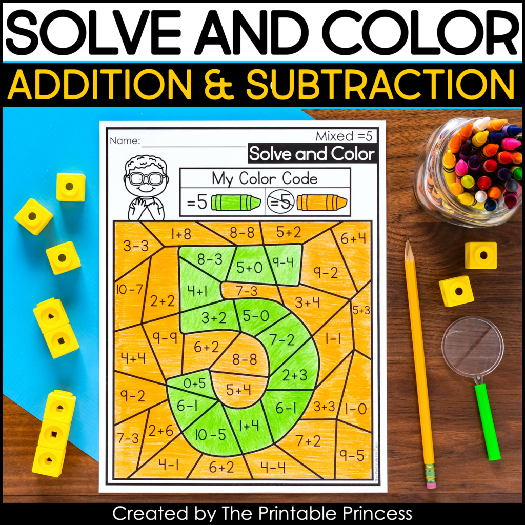 Solve And Color Addition And Subtraction Coloring Pages The 