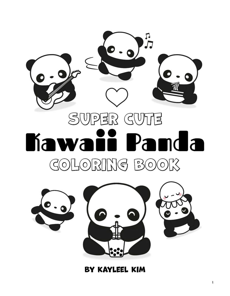 Super Cute Kawaii Panda Coloring Book Mega Adorable Edition 