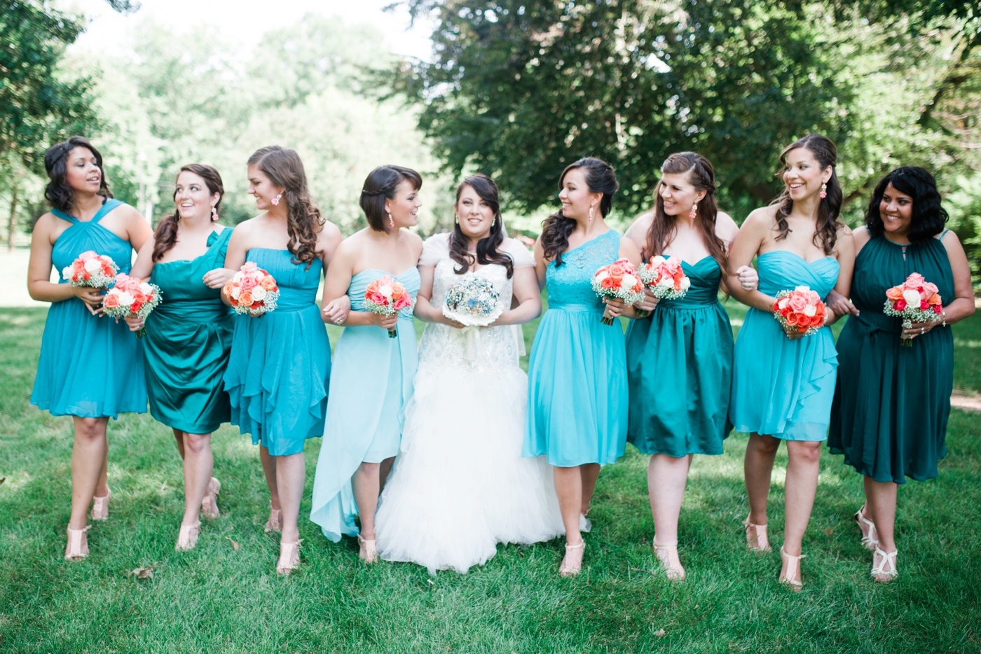 Teal Aqua Blue Bridesmaid Dresses Photo Alison Dunn Photography