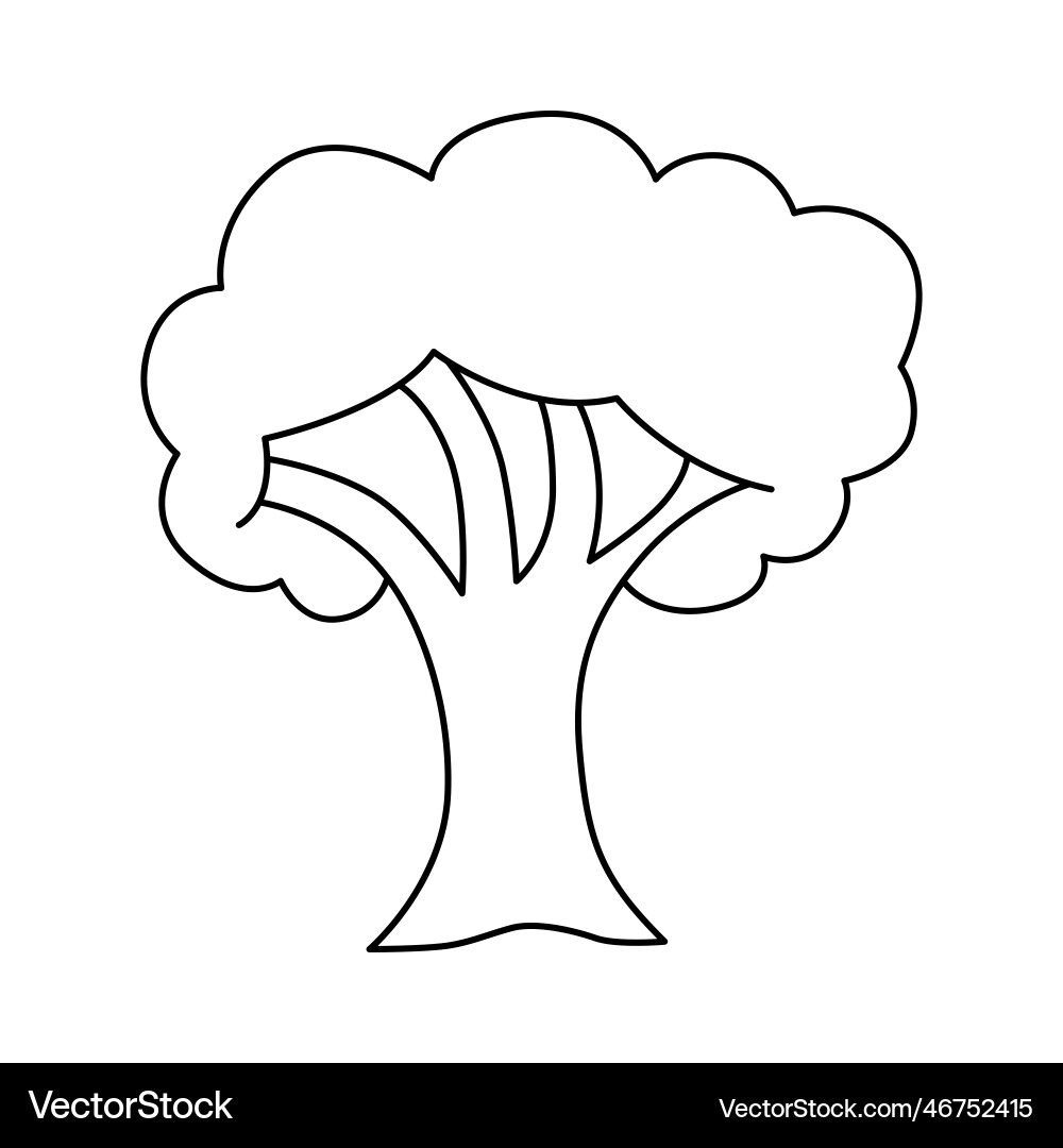 Tree Cartoon Coloring Page For Kids Royalty Free Vector