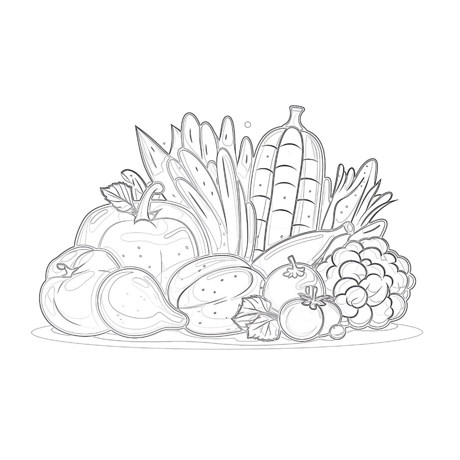 coloring pages fruits vegetables
