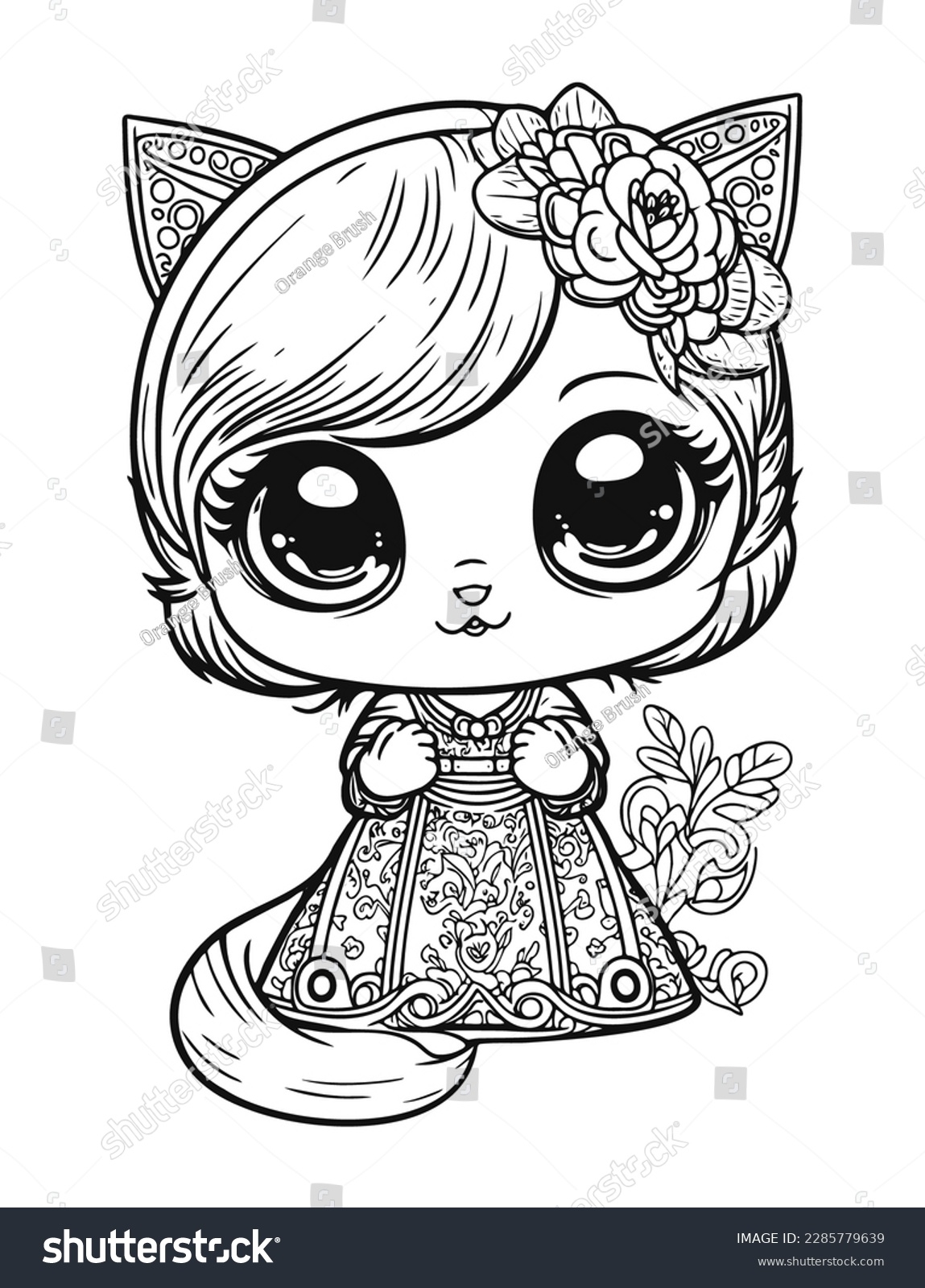 princess cat coloring pages