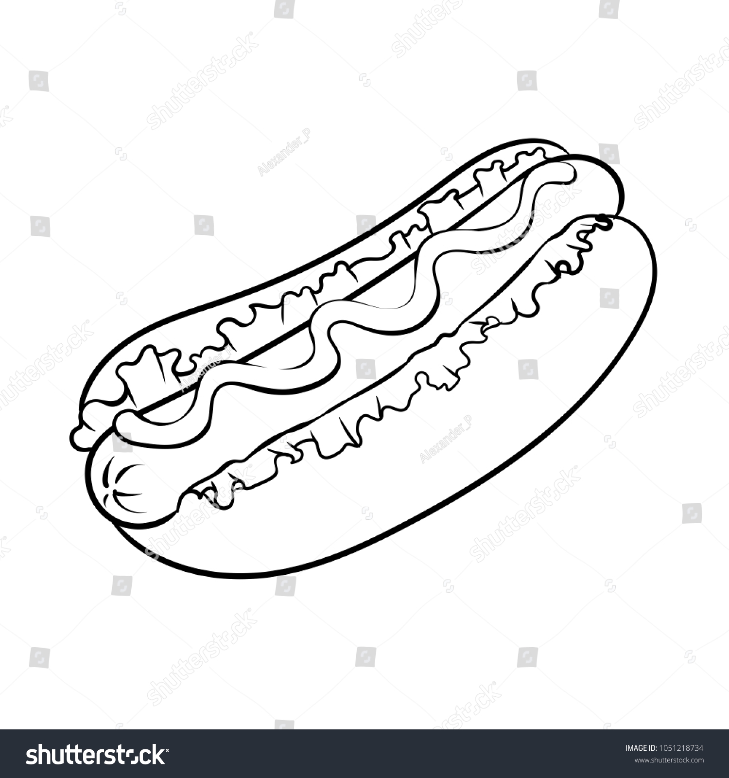 Vektor Stok Hot Dog Coloring Retro Vector Illustration Tanpa Royalti 1051218734 Shutterstock