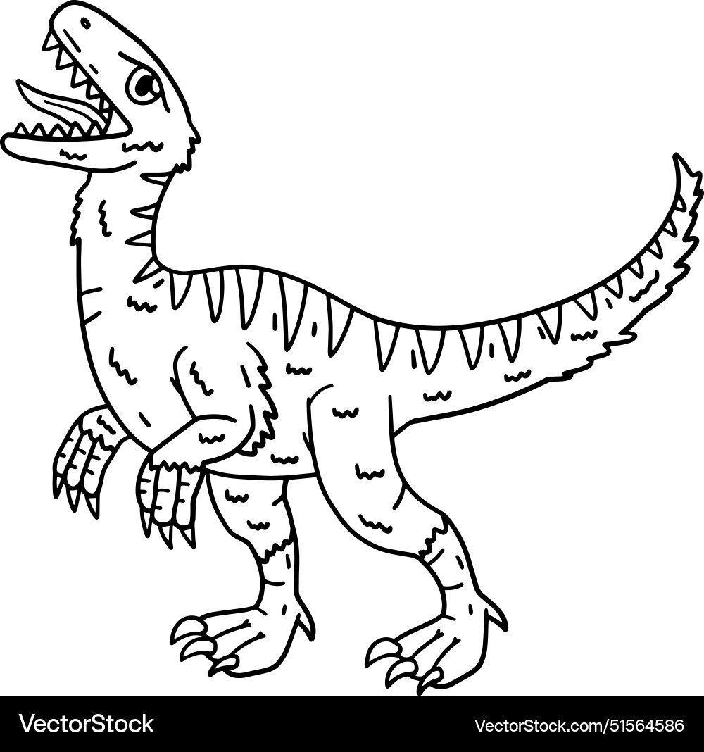 Velociraptor Dinosaur Isolated Coloring Page Vector Image