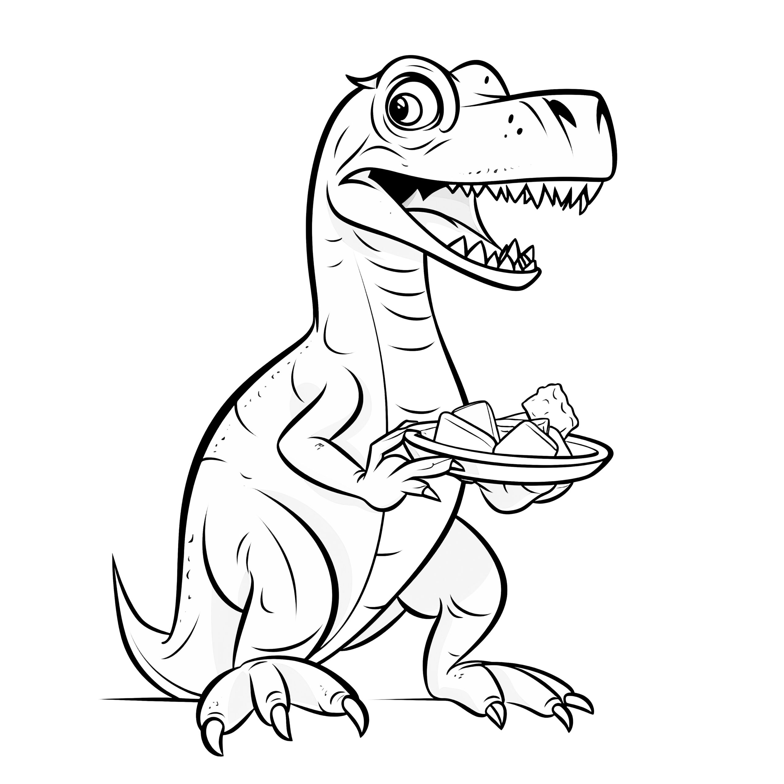 Velociraptor For Coloring With Plate Coloring Sheet