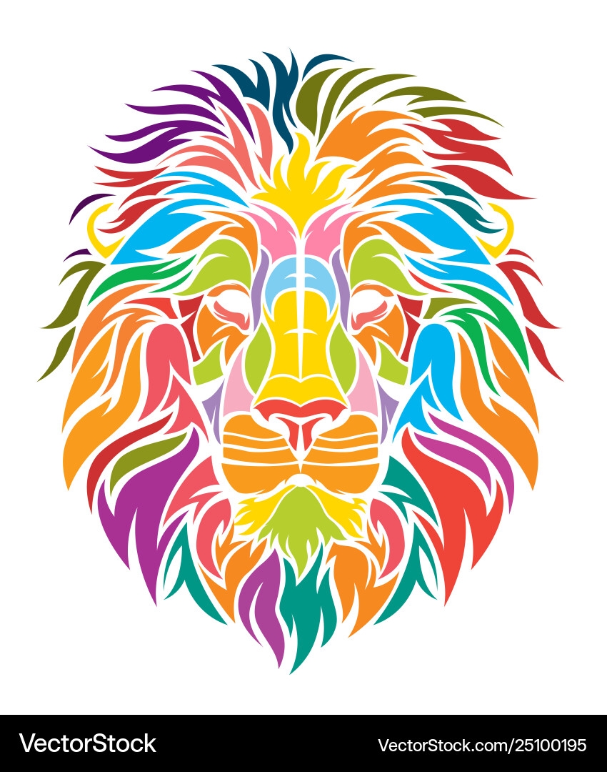 Vibrant Pop Art Lion Head Royalty Free Vector Image