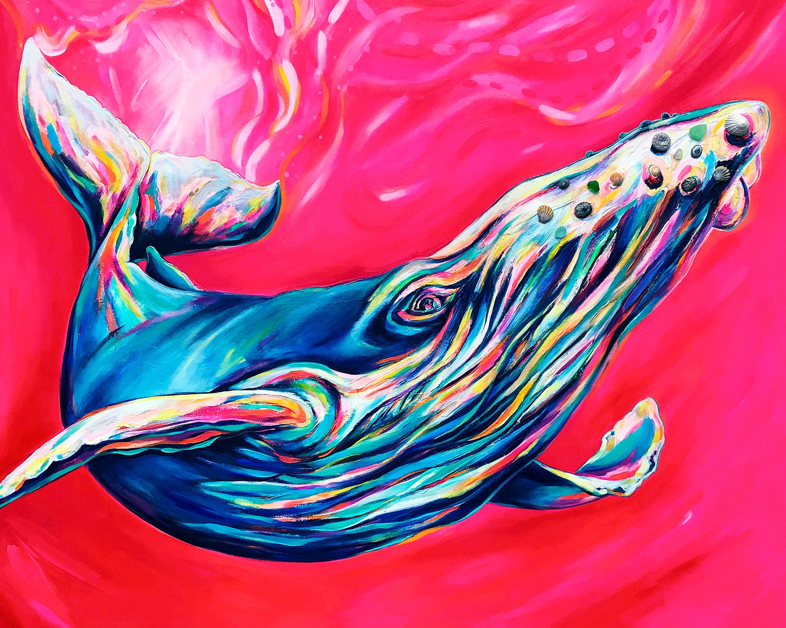 Whale Art Humpback Whale Painting Rainbow Whale Print Hawaii Art Kohola Etsy