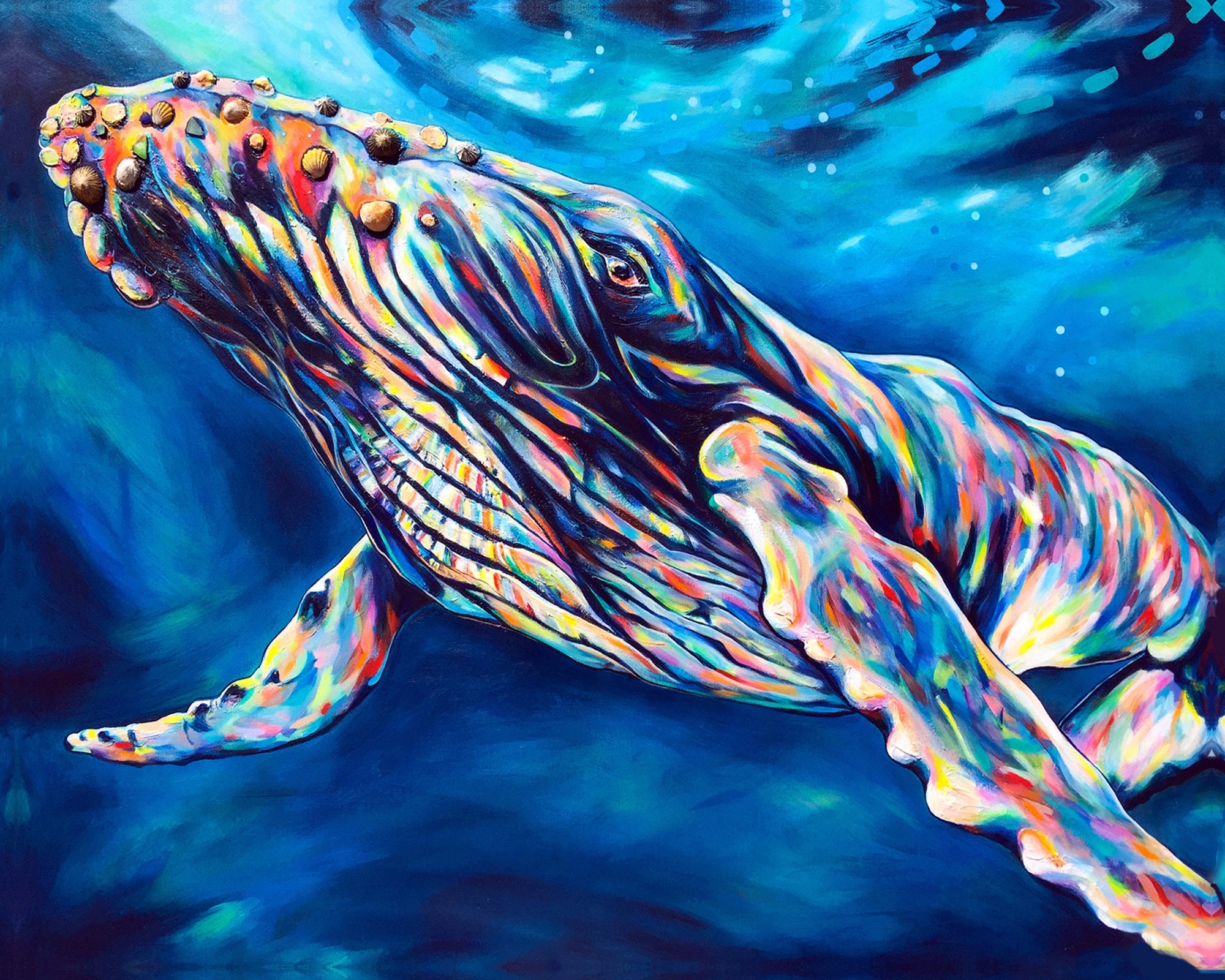 Whale Art Humpback Whale Print Rainbow Kohola Painting Kauai Artist Etsy