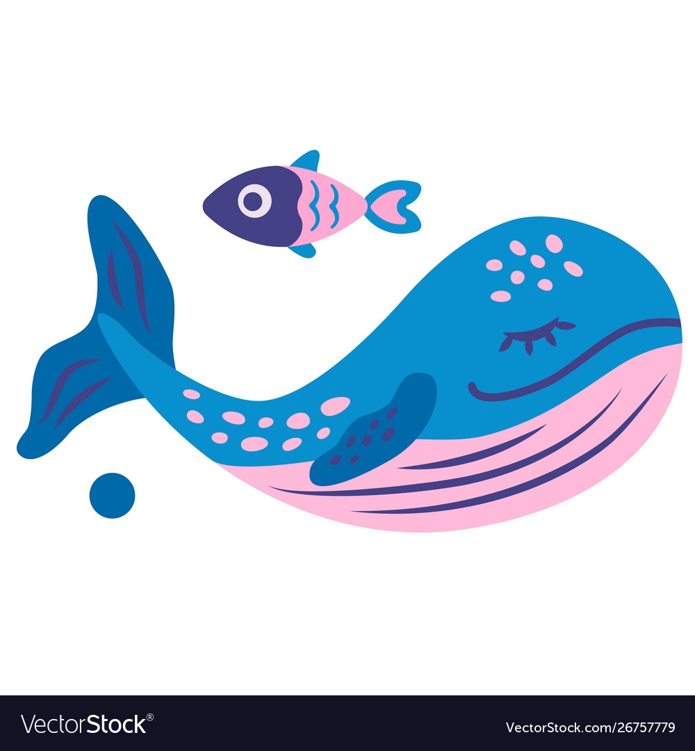 Whale Flat Color On White Royalty Free Vector Image