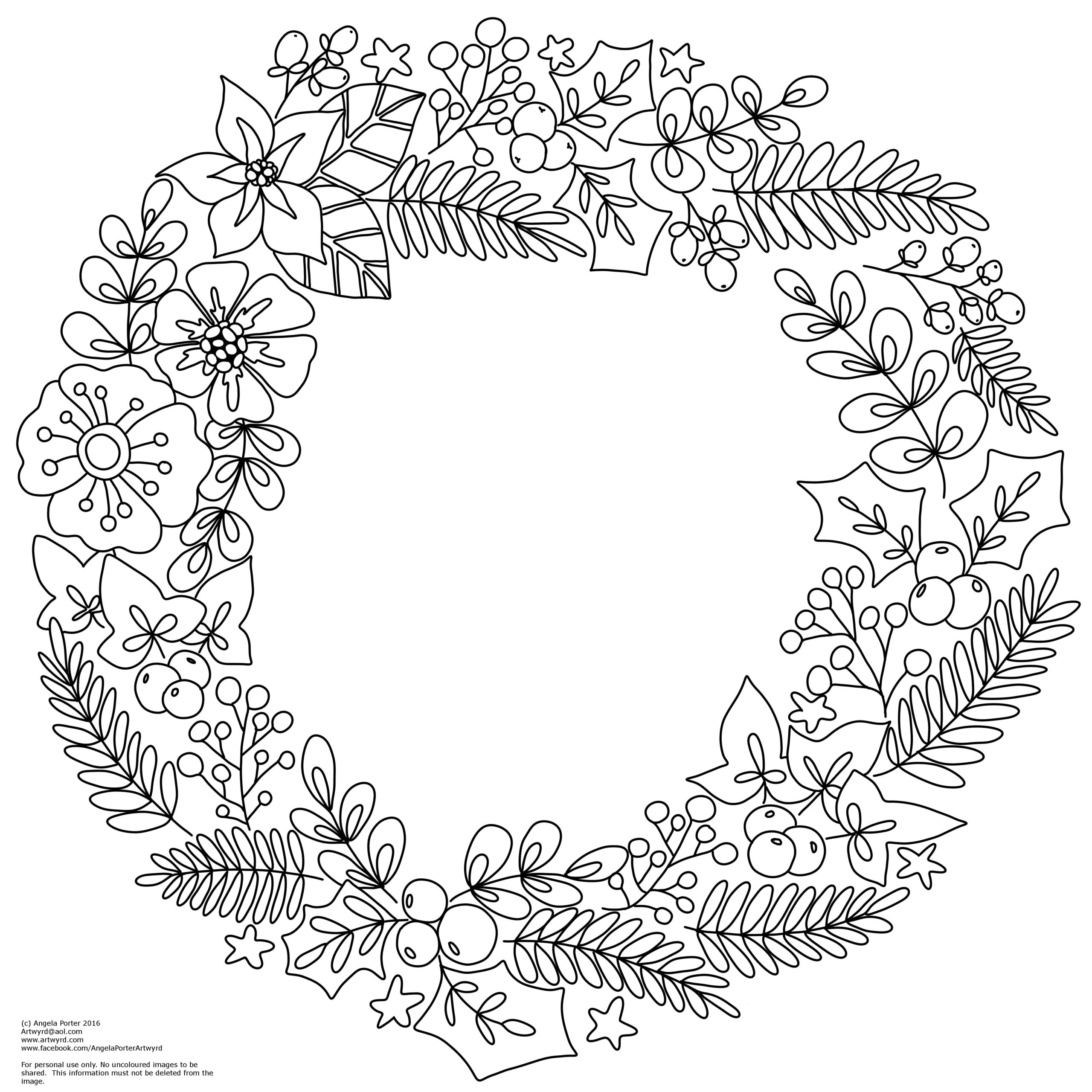 Winter Christmas Wreath Colouring Pages Art Is The Adventure