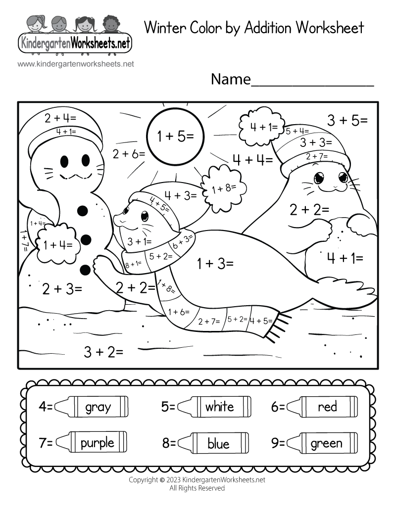 add and color math worksheets